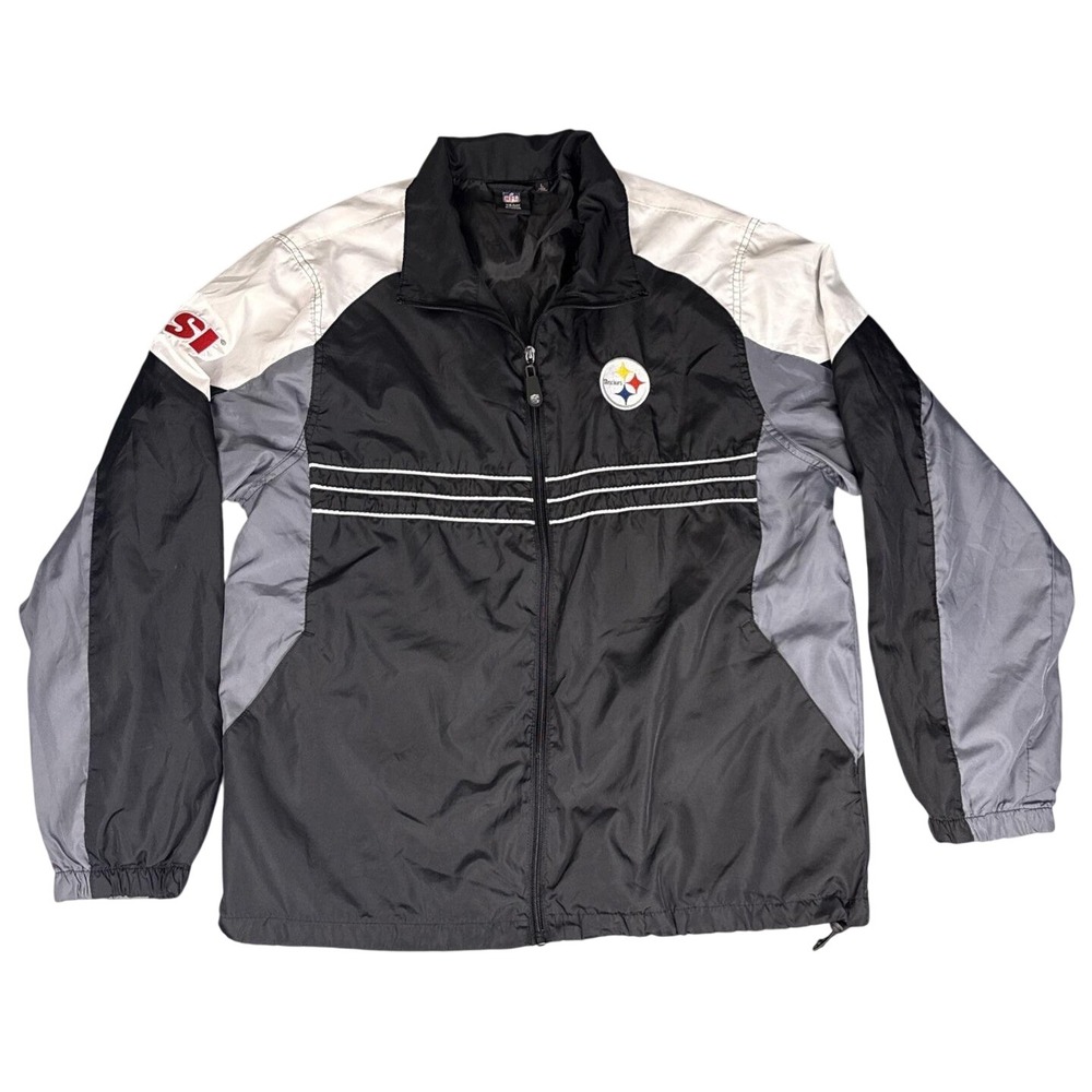 Reebok NFL Pittsburgh Steelers Windbreaker Jacket Mens Large Colorblock Full Zip